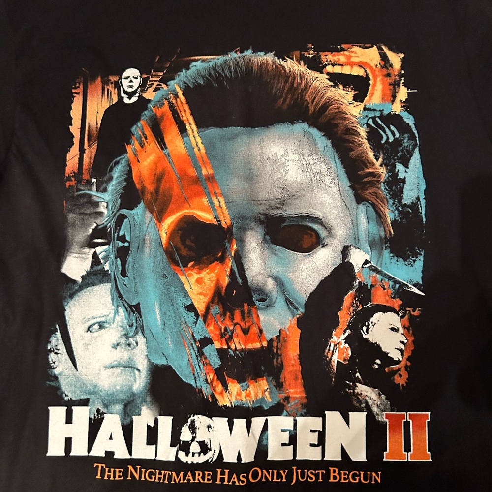 Halloween II Collage Black Graphic T-Shirt Unisex  Medium- Classic Horror Movie - Picture 2 of 6